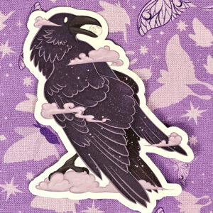 Celestial Crow Sticker - Colorful Vinyl Sticker for Water Bottles, Laptops, Journals, or Scrapbooking