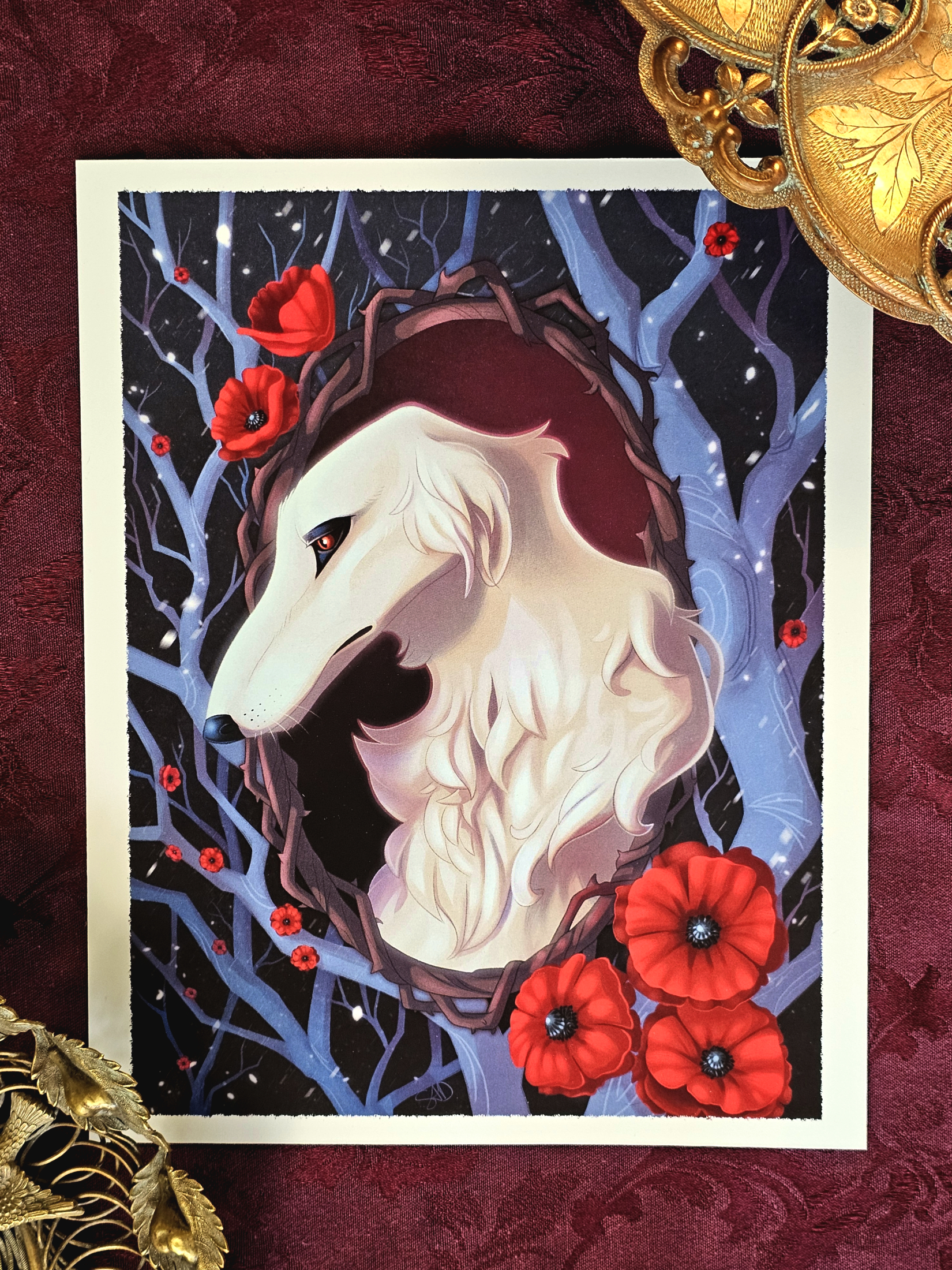 Borzoi in Thorns Art Print - 6x8 and 8x10 Wall Art - Painting for Dog Lovers - Image 2