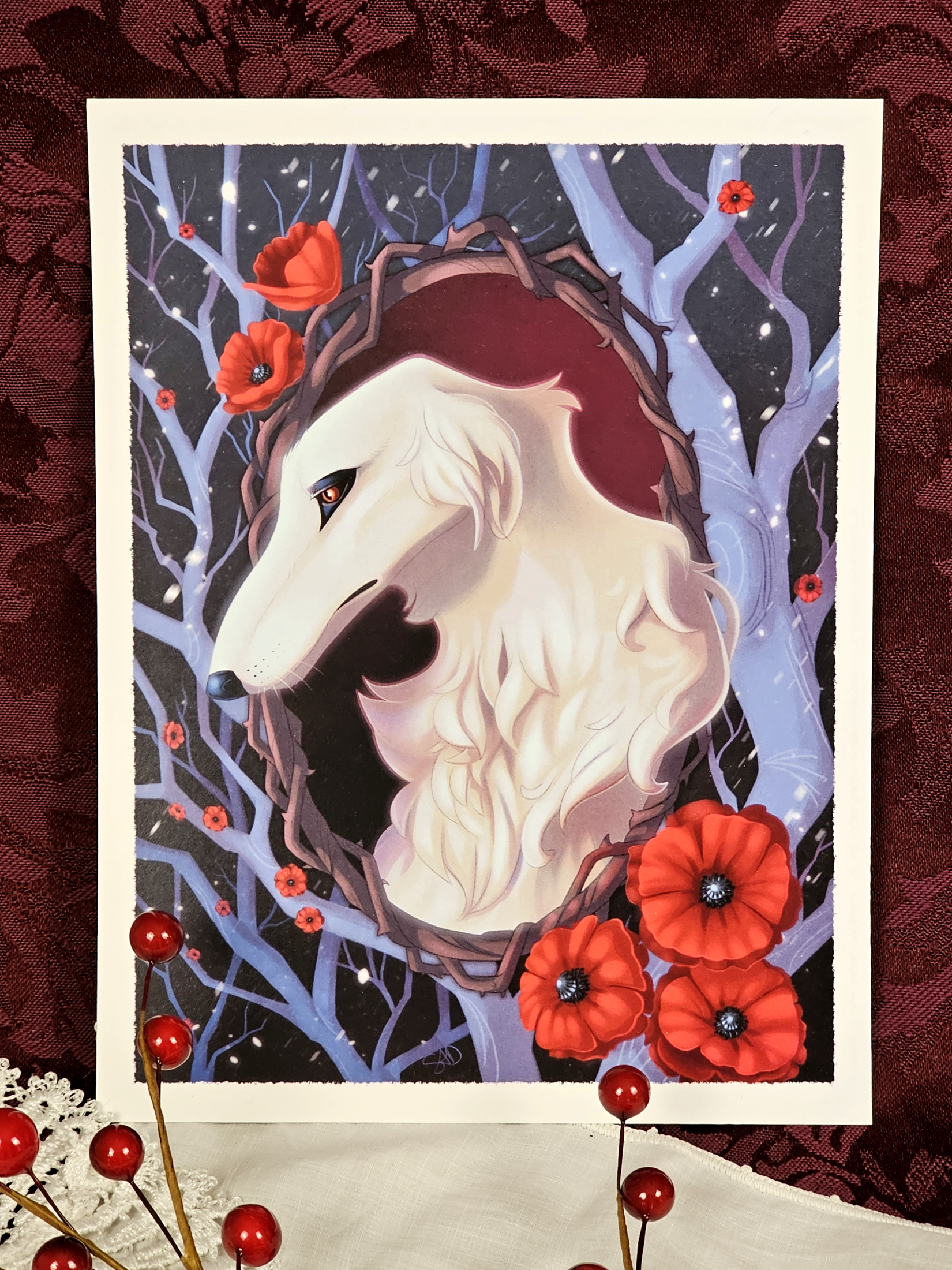 Borzoi in Thorns Art Print - 6x8 and 8x10 Wall Art - Painting for Dog Lovers - Image 5