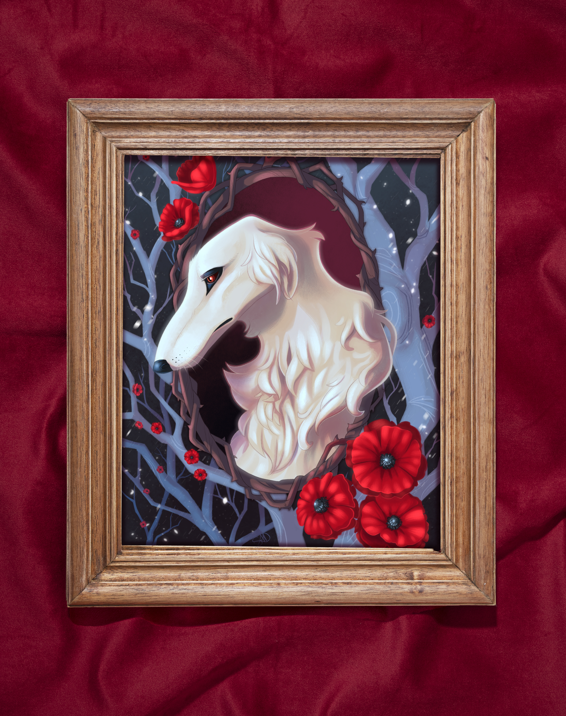 Borzoi in Thorns Art Print - 6x8 and 8x10 Wall Art - Painting for Dog Lovers