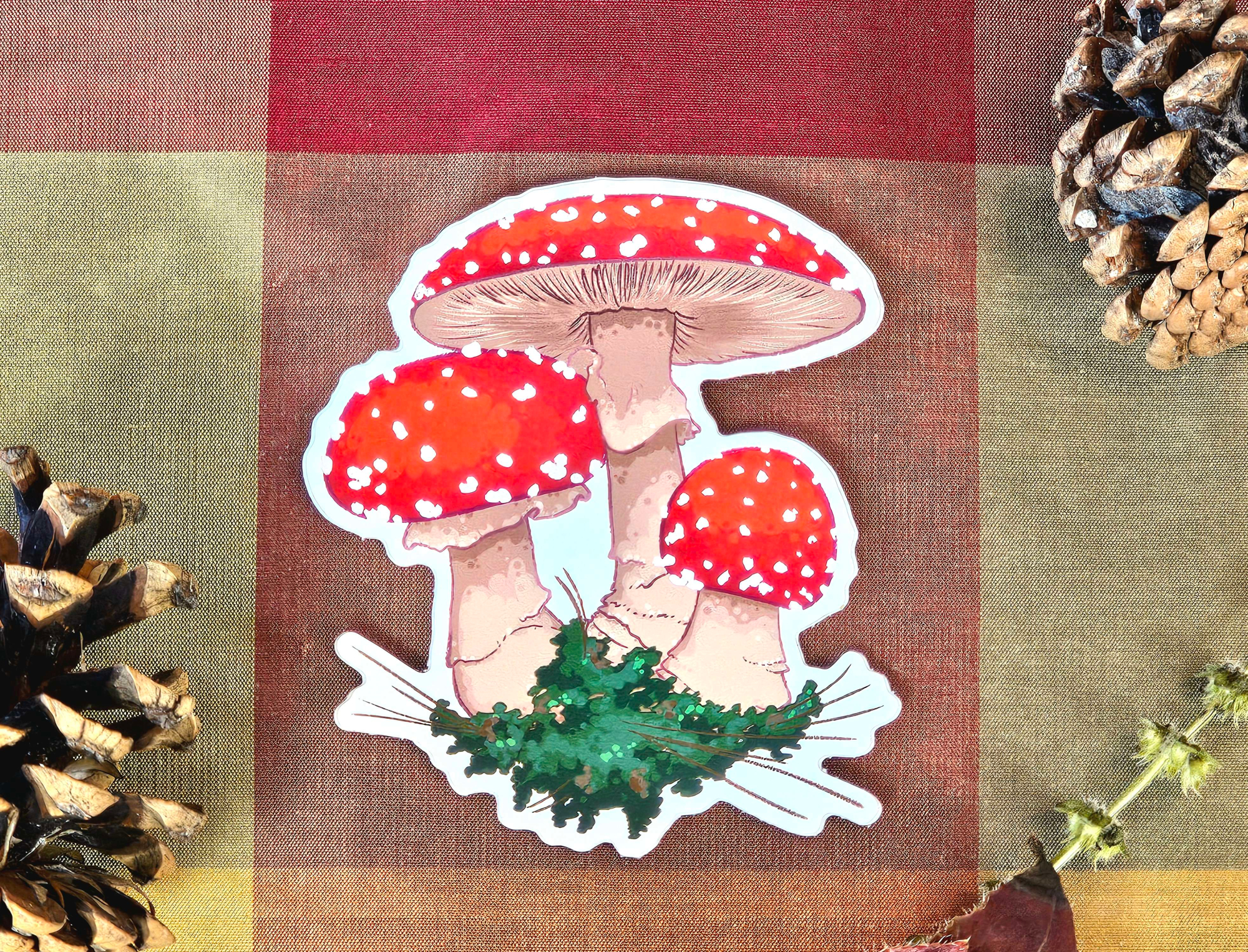 Fly Amanita Mushroom - Colorful Vinyl Sticker for Water Bottles, Laptops, Journals, or Scrapbooking