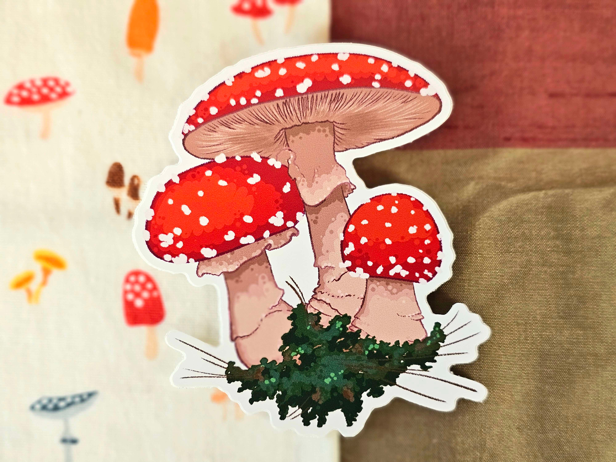Fly Amanita Mushroom - Colorful Vinyl Sticker for Water Bottles, Laptops, Journals, or Scrapbooking - Image 6