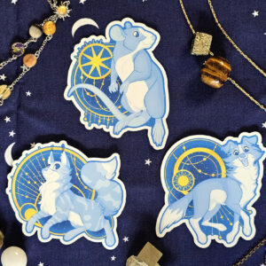 Celestial Animal Vinyl Stickers - Maine Coon Cat, Border Collie Dog, Fancy Rat Waterproof Stickers