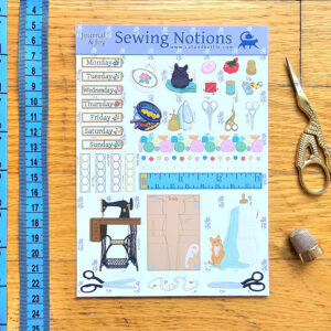 Sewing Notions Sticker Sheets - Planner Stickers for Tracking, Productivity, Bullet Journals, and Agendas