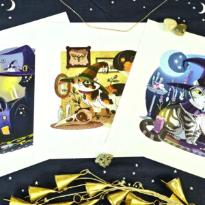 Witch Kitty Art Prints - 8.5x8.5 Candle, Curio, and Crystal Witchy Cats Wall Art