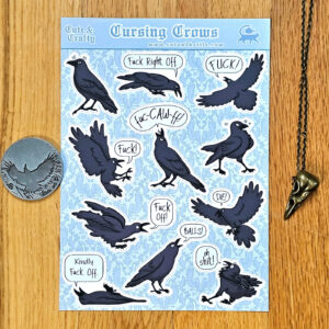 Cursing Crows Sticker Sheets - Swearing Corvid Stickers for Crafts, Decoration, and Journals
